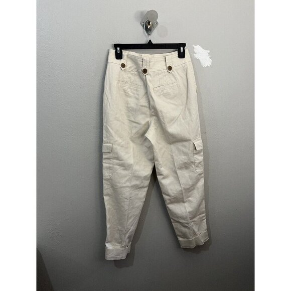 Converse Linen Blend Cargo Pants High Waist Beige Size 2 Short - Picture 6 of 13